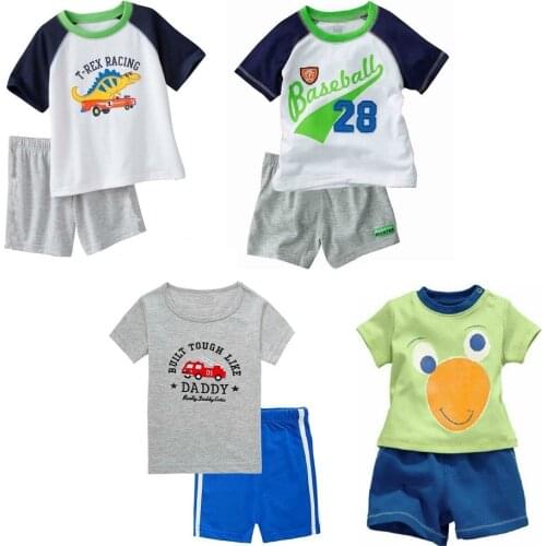 2020 Newest Baby Boy Clothes Suits 100% Cotton Children T-Shirts Shorts Pants 2 3 4 5 6 7 Years Sleeved Tee Shirts Panties 2pcs