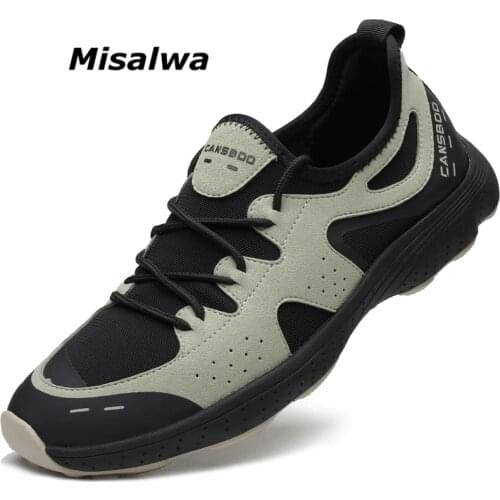 Misalwa New Fashion Shoes for Men Green Beige Casual Sneakers Knit Mesh Splicing Breathable Men Moccasins Outdoor Anti-skid