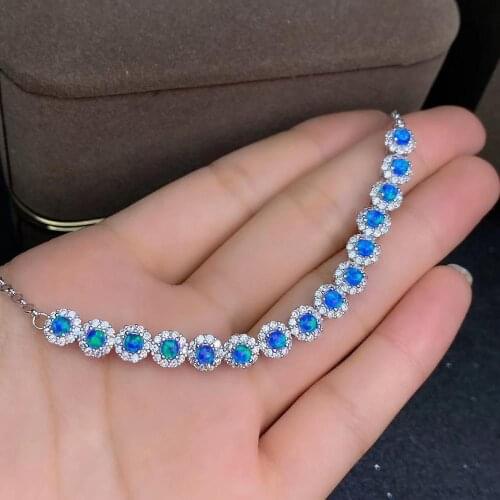 Best Gift Real and Natural Opal bracelet Solid S925 Sterling Silver For Women Colour Gem Stone Rings Fine Jewelry