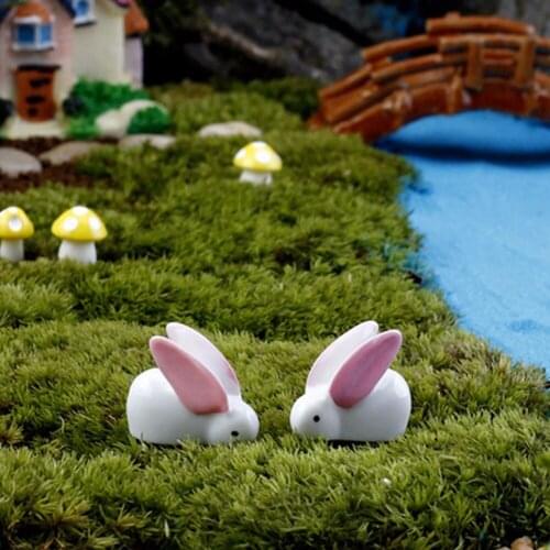 NEW Miniature Rabbits Resin White Ornament DIY Landscaping Miniature Fairy Garden Doll House Decor Toys Decoration Wholesale