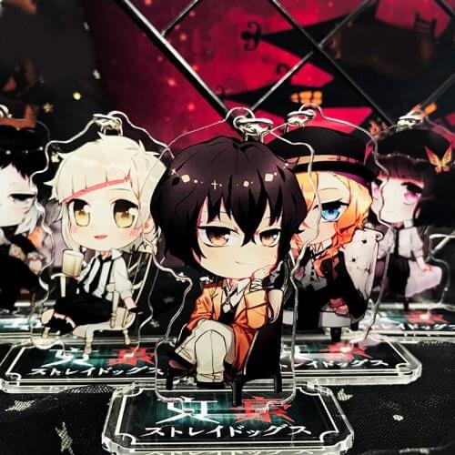 Cartoon dazai osamu Anime Bungou Stray Dogs Printed Acrylic Stand Figure Pendant Keychain Cosplay Prop Decor Girl Keyring 1pcs