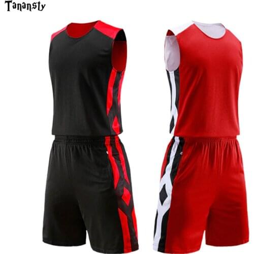 Men Basketball Jerseys Set Double-side College Blank Reversible Basketball Uniforms Sports Training Suits Breathable Quick-dry
