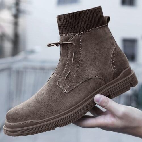 2020 Autumn Winter Shoes Men Boots Thick Sole Non-slip Mens Ankle Boots Winter Warm Fashion Street Cool Young Man Shoes