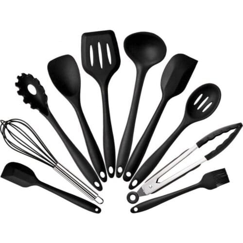 Silicone Kitchen Utensils Set 10 pcs Non-stick Kitchen Cooking Tools Spoon Spatula Ladle Egg Beaters Tools Gadget Accessories