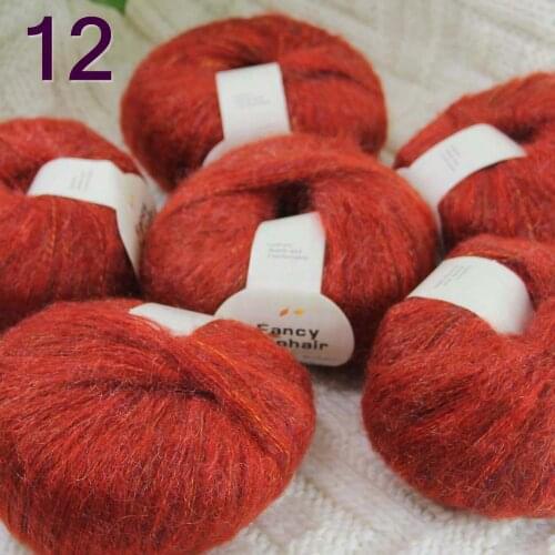 NEW Luxurious Soft 6balls*50g Crocheting & Knitting MOHAIR wool hand Yarn Knitting 12 Rainbow red