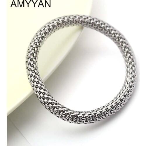 New Fashion Design Women Girls Stainless Steel Bracelet Silver Color Elastic Bracelet Band Bangle New Arrival