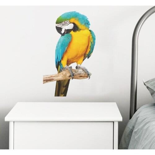 New Style Blue-yellow Parrot Wall Sticker Bedroom Living Room Background Home Decoration Wallpaper Animals Mural Fridge Stickers