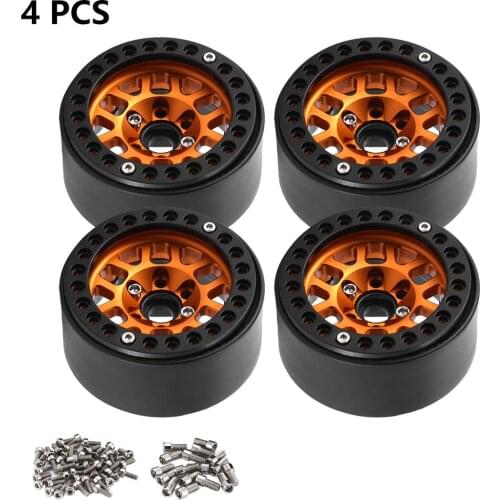 4PCS Metal 1.9inch Beadlock Rim Wheel Hub Fit 1.9 Tires For Axial 1/10 RC Crawler SCX10 90046 SCX10 RC Car Parts