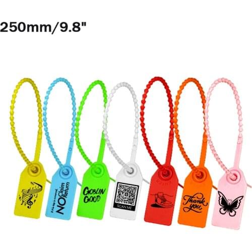 250mm/9.8" Disposable Plastic Security Seals Tag Personalized Cable Tie Labels for Garment Logistics Fire Extinguisher 100Pcs