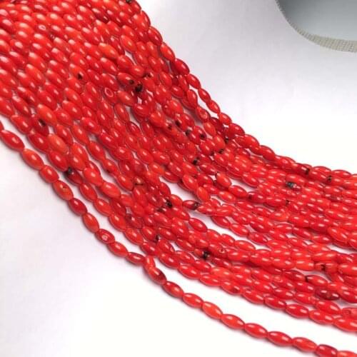 Oval Red Coral Beads Fashion Charm Coral Stone Bead for Jewelry Making DIY Necklace Bracelet Accessories Size 4x8mm