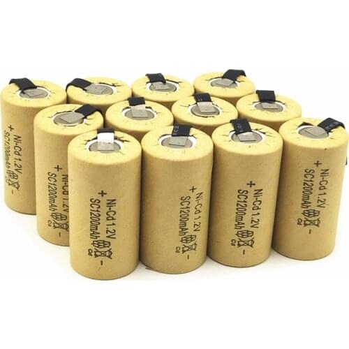 12PCS/lot High quality battery rechargeable battery sub battery SC Ni-Cd battery 1.2 v with tab 1200 mAh for Electric tool