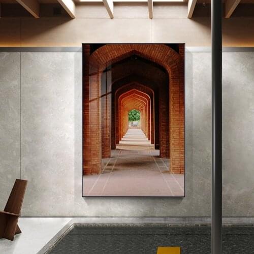 Simple modern European style retro architectural space church corridor light luxury hotel decorative painting print murals