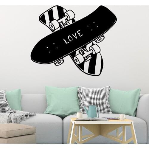 Drop Shipping Love Skateboard Wall Sticker Home Decoration Accessories Kids Room Nature Decor Art Mural vinilo decorativo
