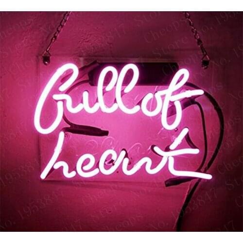 Christmas Gift Neon Signs Real Glass Tube Gull Of Heart Beer Bar Pub Homeroom Girlsroom Party Decor 10x10