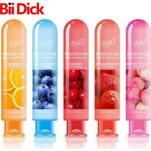 80ML Peach/Strawberry/Blueberry/Cherry/Orange Edible Flavor Water Based Lubricant Sex Anal Oral Gel Sex Lube For Couple Adult