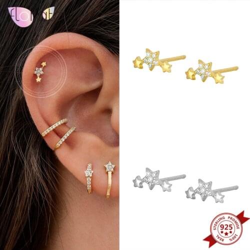 925 Sterling Silver Ear Needle Crystal Five-pointed Star Stud Earrings for Women Simple Star Earrings Fashion Wedding Jewelry