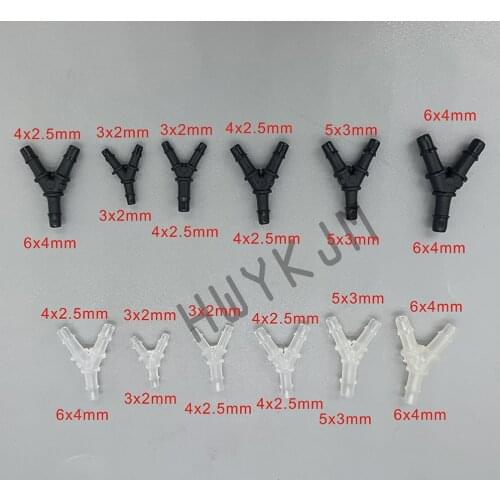 20Pcs Printer Y Shape Ink Tube Connector 3*2mm 5*3mm 6*4mm Uv Ink Pipe Hose Tubing Plastic White Black For Large Format Plotter