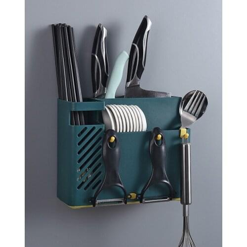 Cutlery Storage Box Plastic Knife Block Tableware Holder Wall Munted Chopsticks Basket Spoon Fork Storage Rack Kitchen Organizer