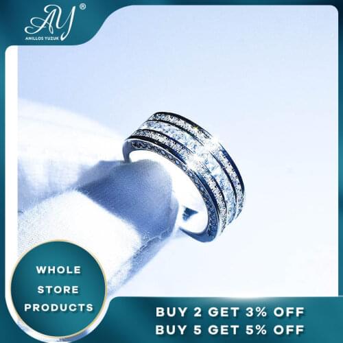 Anillos Yuzuk Fine Jewelry Crystal White Zircon 925 Sterling Silver Ring Wedding Bridal Sets Promise Engagement Rings For Women