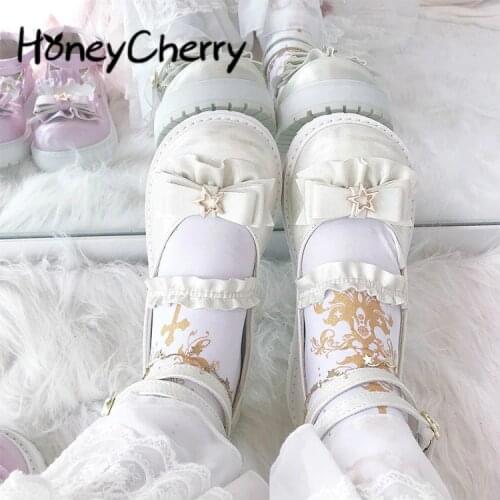 Women Shoes Flat Lolita Thick Bottom Lovely Soft Girl Lolita Round Head Shallow Mouth Low Heel Girls flats