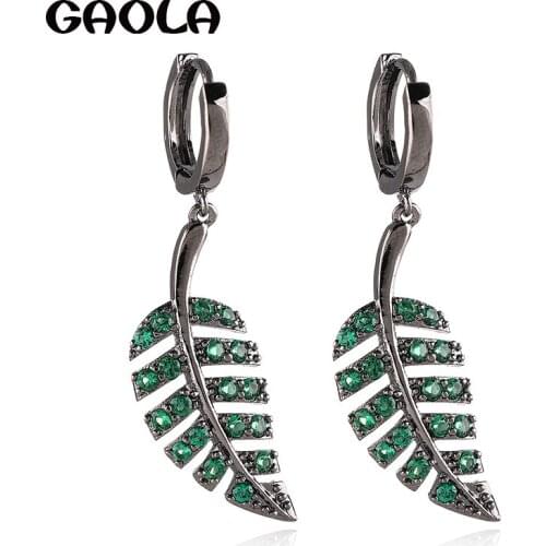 GAOLA New Arrival Plant Dangle Earrings Green Stone Tree Leaf Earring For Women GLE1450