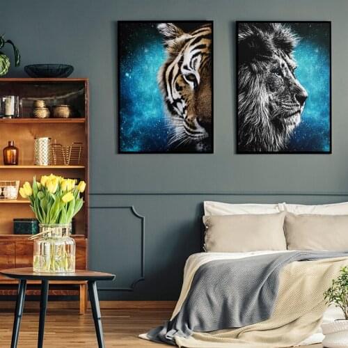 Animal Wall Art Lion Tiger Posters and Prints Modern Stellar Map Canvas Painting Wall Pictures For Living Room Home Decor