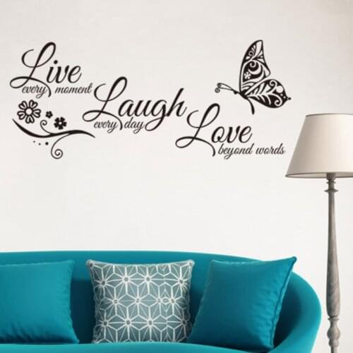 Live Laugh Love Butterfly Flower Wall Art Sticker Modern Wall Decals Quotes Vinyls Stickers Wall Stickers Home Decor Living Room
