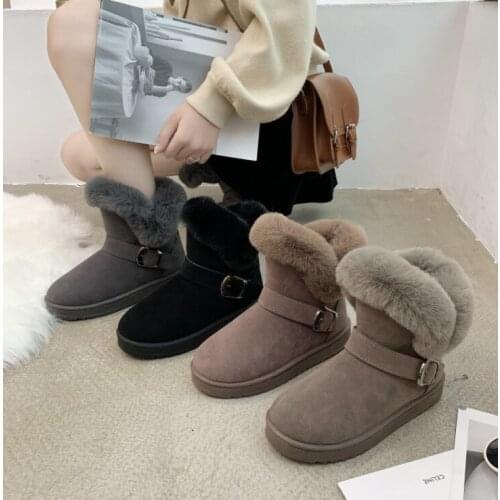 Winter womens soft-soled nude boots plus velvet snow boots warm and thick cotton boots