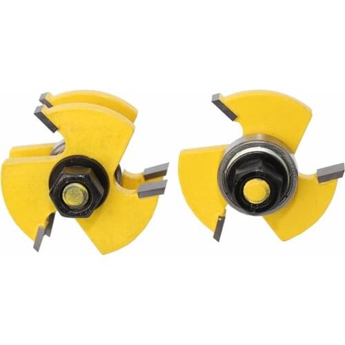 2pcs 12MM 1/2 Shank Tongue & Groove Joint Assemble Router Bits 3/4" stock T-Slot Tenon Milling Cutter for Wood Woodworking 03033