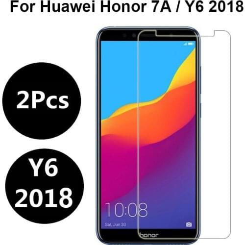 2pcs Tempered Glass Huawei Y6 2018 Screen Protector Huawei Honor 7A / 7A Pro Screen Protector Protective Glass pelicula de vidro