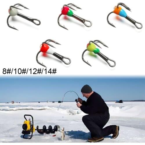 5pcs/set Fish Hook Three Anchor Hook Drill Hook Color Plastic Ice Fishing Hook Winter Fish hook Tackle Accessories