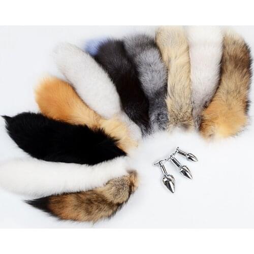 Anal Plug Separable Real Fox Tail Cosplay Butt Plug Anal Stimulator Massager Anal Sex Tail Sex Toys for Woman Men Couples