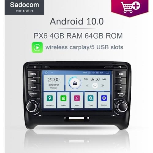 PX6 Android 10.0 2 din 6 Core 4GB RAM 64GB ROM Navigator car radio RDS autoradio Car DVD Player GPS For Audi TT 2006 2007 - 2015