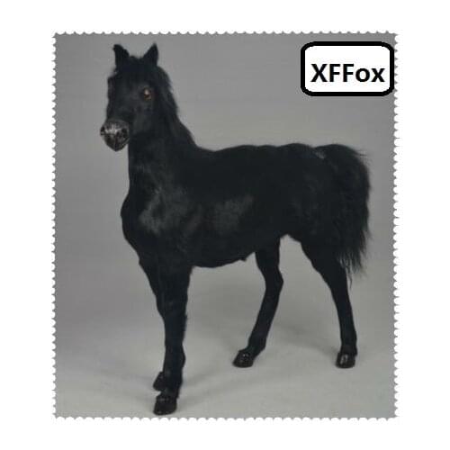 Big real life 1:6 war black horse model plastic&furs simulation blood horse doll gift about 34x36cm xf1877