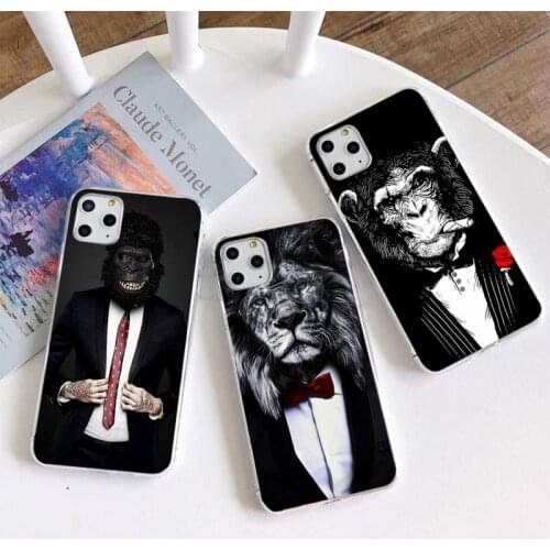 Shirt And Tie Man Animal Phone Case For iphone 12 11 Pro Max Mini XS Max 8 7 6 6S Plus X 5S SE 2020 XR Silicone Soft cover