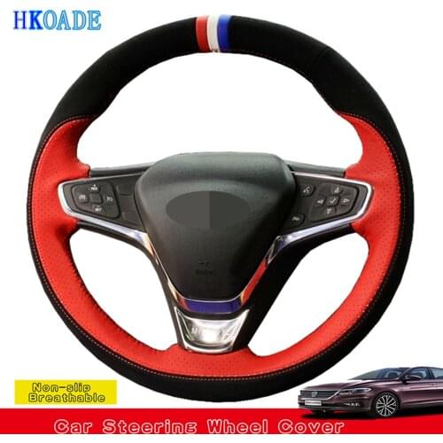 DIY Hand-stitched Black Soft suede Leather Car Steering Wheel Cover For Chevrolet Malibu XL 2016-2019 Equinox 2017 Opel Ampera-E