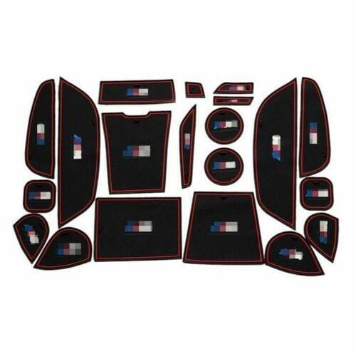 For BMW X5 2014-2016 20pcs Non-slip Interior Door Cup Holder Rubber Mats Red Line