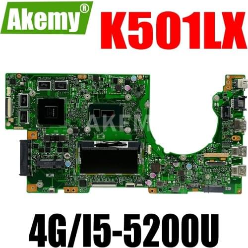 JIANSU For ASUS K501LX K501LB K501L laptop motherboard K501LX K501LB mainboard rev2.0 i5-5200U cpu GT950M 4GB RAM