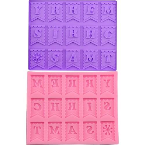 Letter merriy Christimas flag flag sugar turning chocolate silicone mold gypsum drop glue DIY soap mold decoration