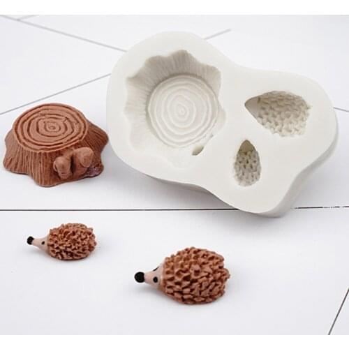 Tree Stump & Hedgehog Moulds Fondant Cakes Decor Tools Silicone Molds Sugarcrafts Chocolate Baking Tools For Cakes Gumpaste Form