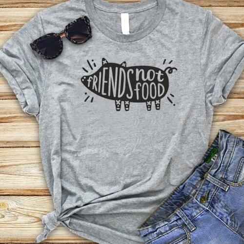 Love Animals Funny Graphic T-shirt Friends Not Food Summer Woman T-shirt Drop Shipping Casual Tees Regular Short T-shirts