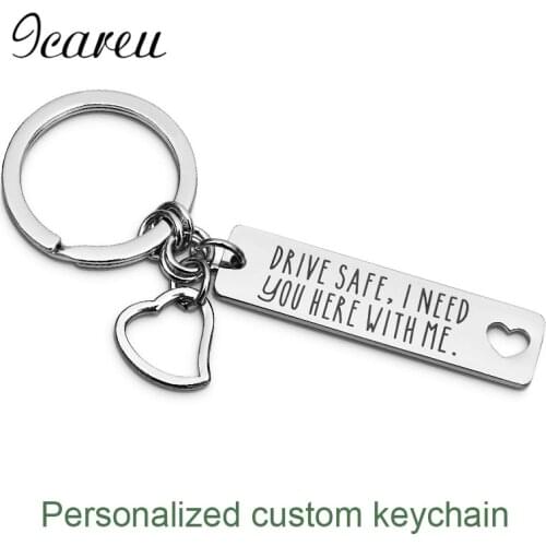 Engrave Name Date Logo Customized Keychains Stainless steel Keyrings Custom Lettering Key Chain For Women Men Gift