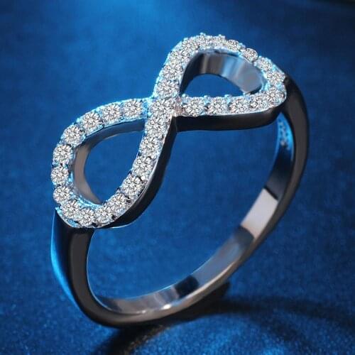 Beiver Exaggerated Number 8 Infinite Ring for Women Fashion Micro Pave Zircon Wedding Jewelry