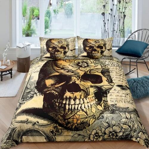 King Size Bedding Sets Luxury 3D Sugar Skull Duvet Cover Set with Pillowcase Queen Full Comforter Bed Sets