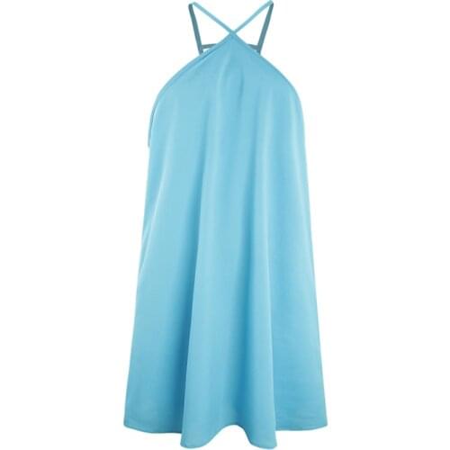 Small Man Hanging Neck Type Careful Machine Open Back Open Shoulder Sleeveless Dress A-line Skirt Short Skirt Female