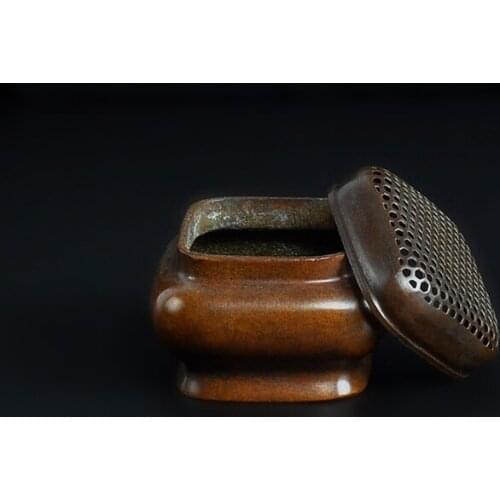 Copper small square stove top grade pure copper Buddhist hand censer of incense burner style classic best selling