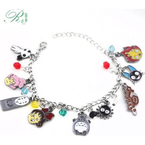 RJ Fashion My Neighbor Totoro Bracelets Spirited Away No Face Man Charms Bangles Kikis Delivery Service For Women Girls Jewelry