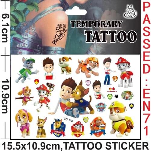 Paw Patrol Cartoon Tattoo Toys Stickers Anime Action Figure Pattern Waterproof Stickers Patrouille Children Birthday Party Gift
