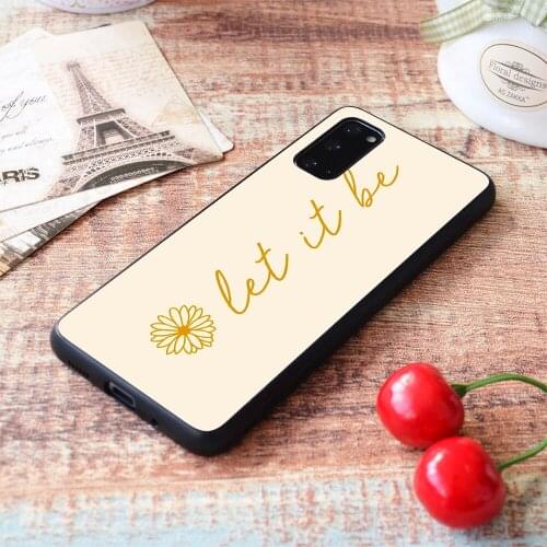 For Samsung Galaxy Let It Be Yellow Script Quote Soft TPU border Samsung Galaxy Case