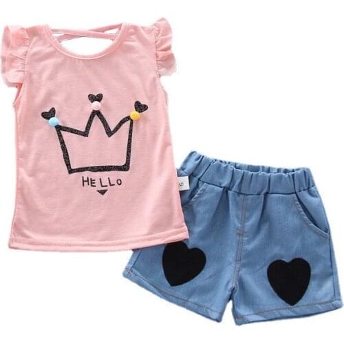 New Summer Children Fashion Girls Clothing Baby Cotton T Shirt Shorts 2Pcs/sets Kids Infant Clothes Toddler Casual Sportswear